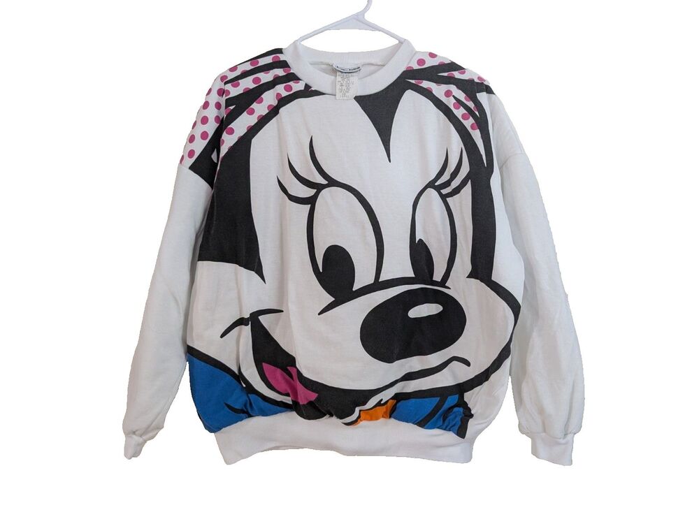 vintage 90s minnie mouse all over print crewneck sweatshirt jerry leigh size L